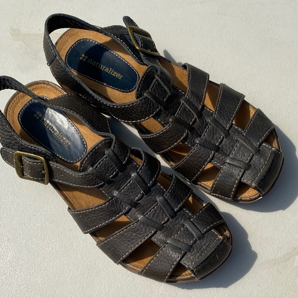 Naturalizer Women’s Size 9M Hiking Black Leather Sandals - Picture 1 of 8